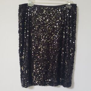 NWT Calvin Klein Skirt Womens sz 10 Black Sequin Pencil Fancy Dressy Holiday
